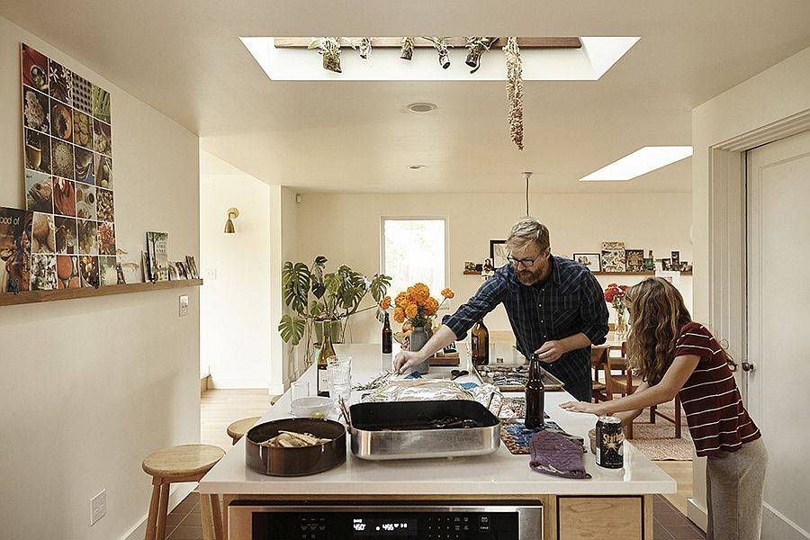 Skylights and clever orientation ensure that there are no dull spaces inside the extension