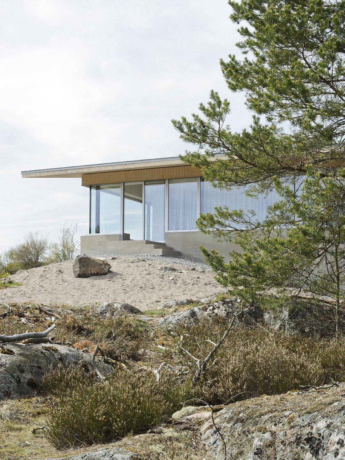 View of the home nestled on a private island in the beautiful Stockholm archipelago