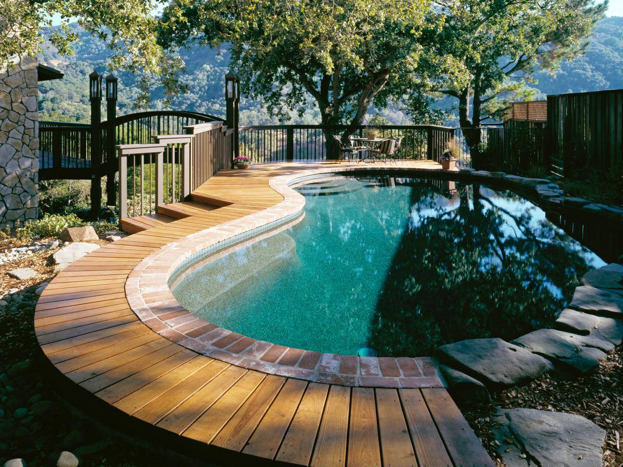 Stylish Wood Pool Deck Ideas, Wood Deck Around Pool Ideas