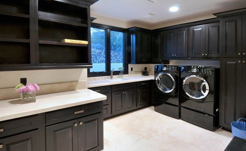 Sleek laundry room cabinets