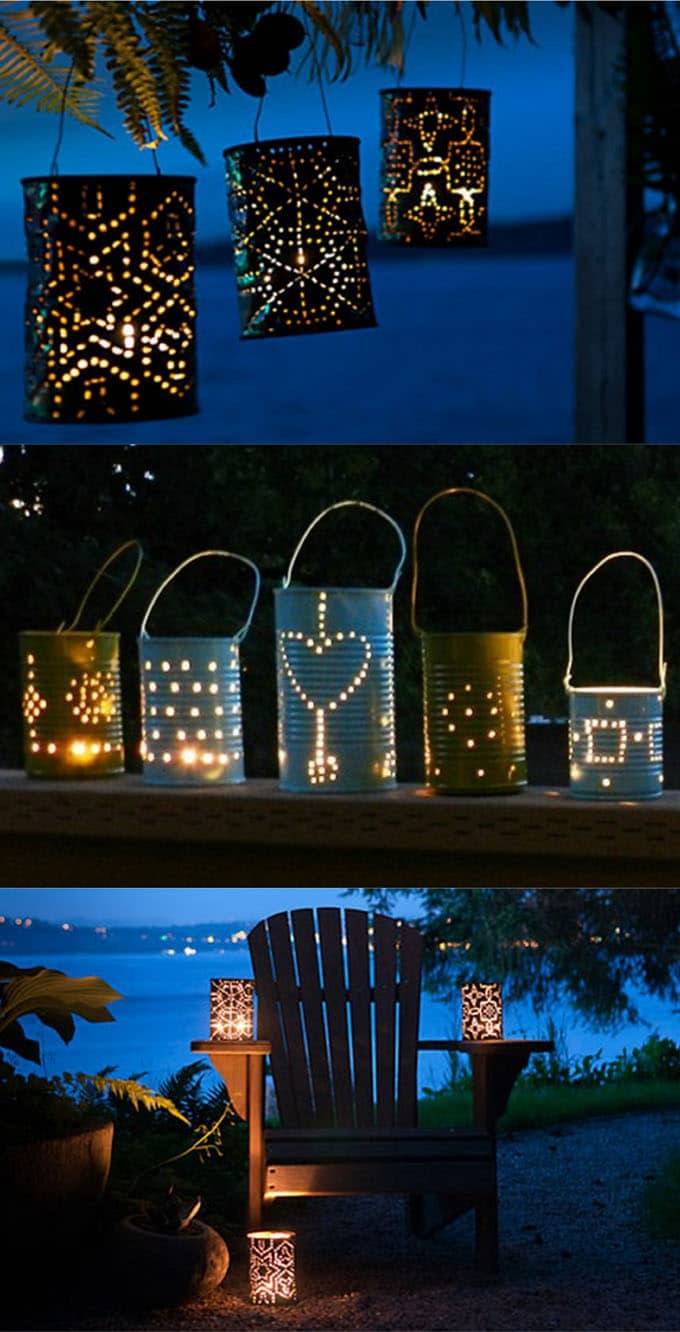 tin can hole punched outdoor lanterns