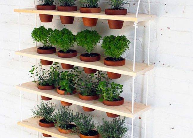 suspended hanging garden on curtain rod