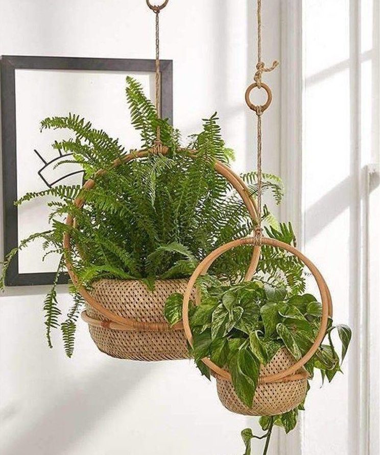 wicker basket hanging planters