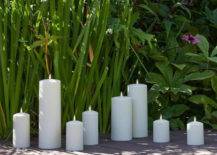 candles on patio against grass
