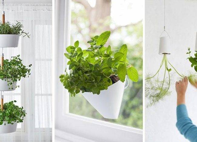 white hanging stacked planters