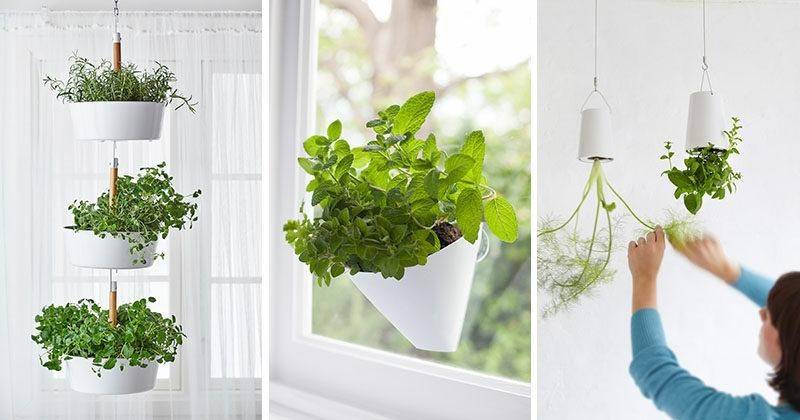 white hanging stacked planters