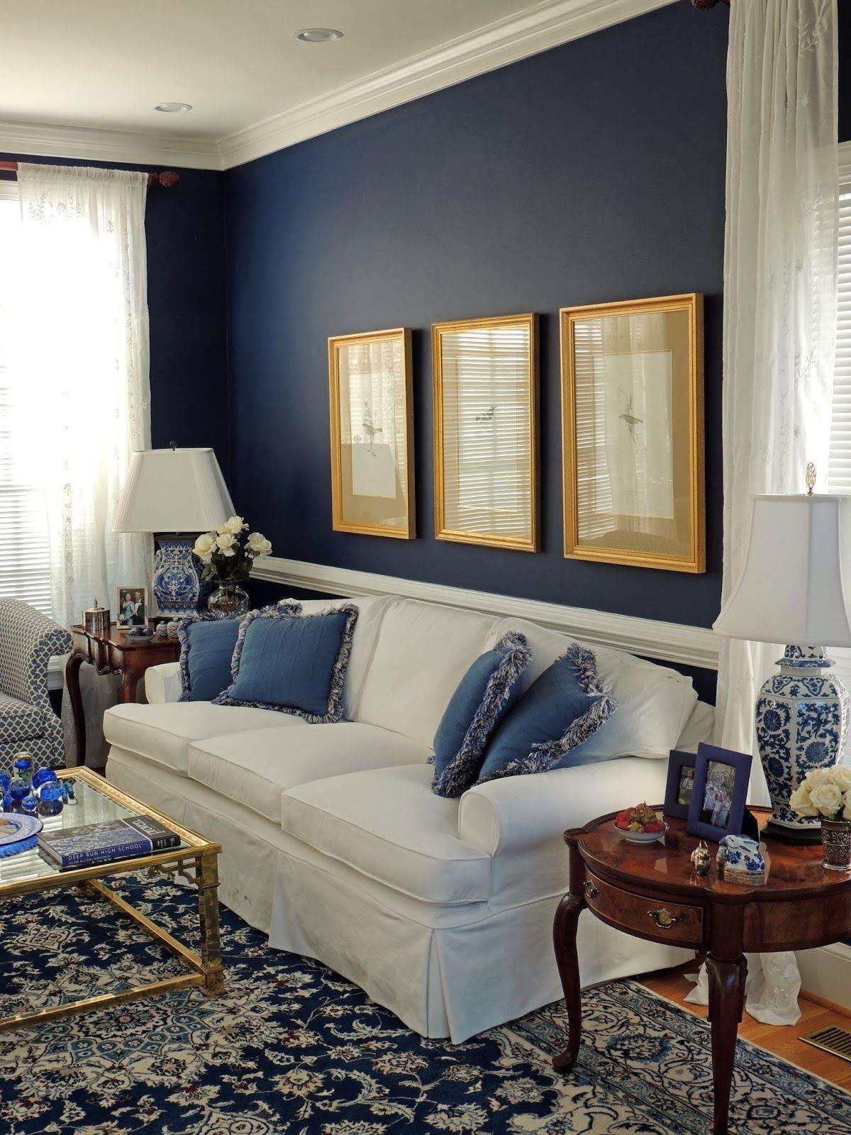 Navy and white room