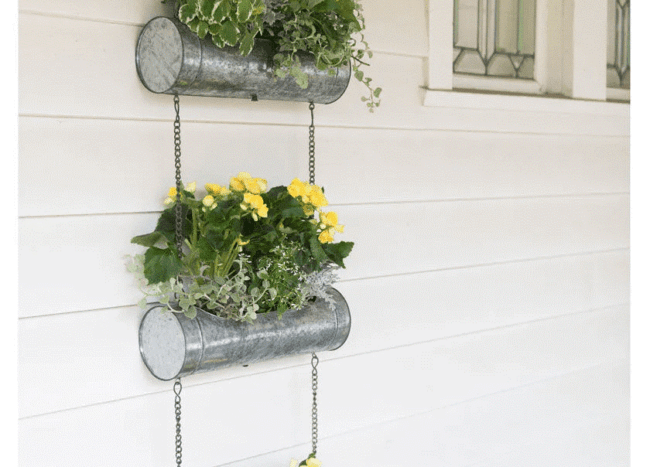 aluminum cylinder hanger planters