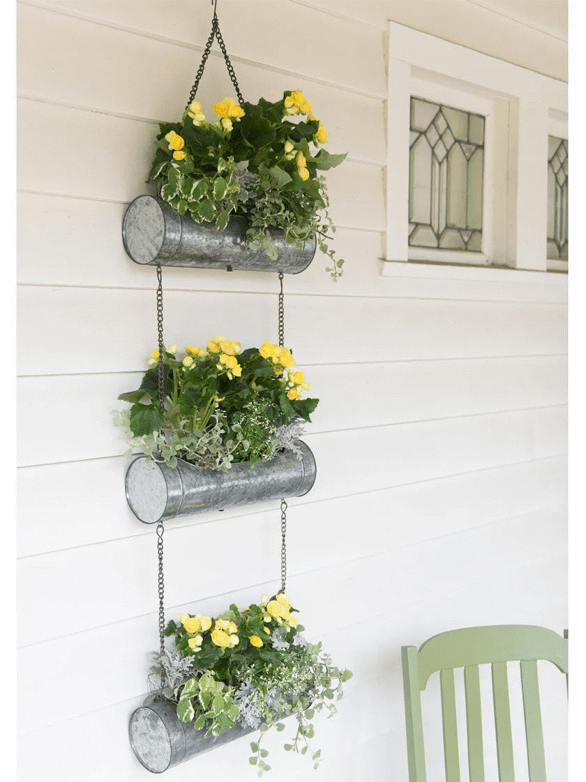 aluminum cylinder hanger planters