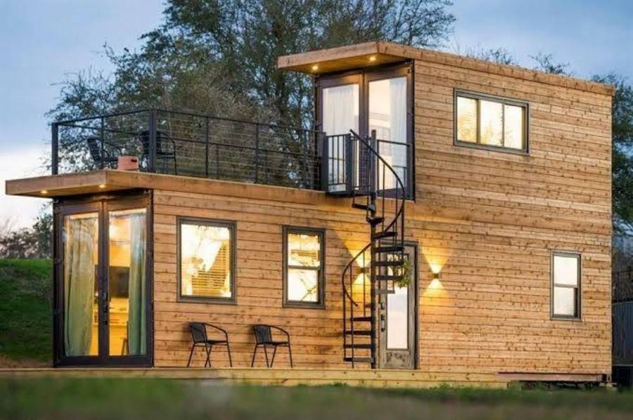 wooden panelled container home