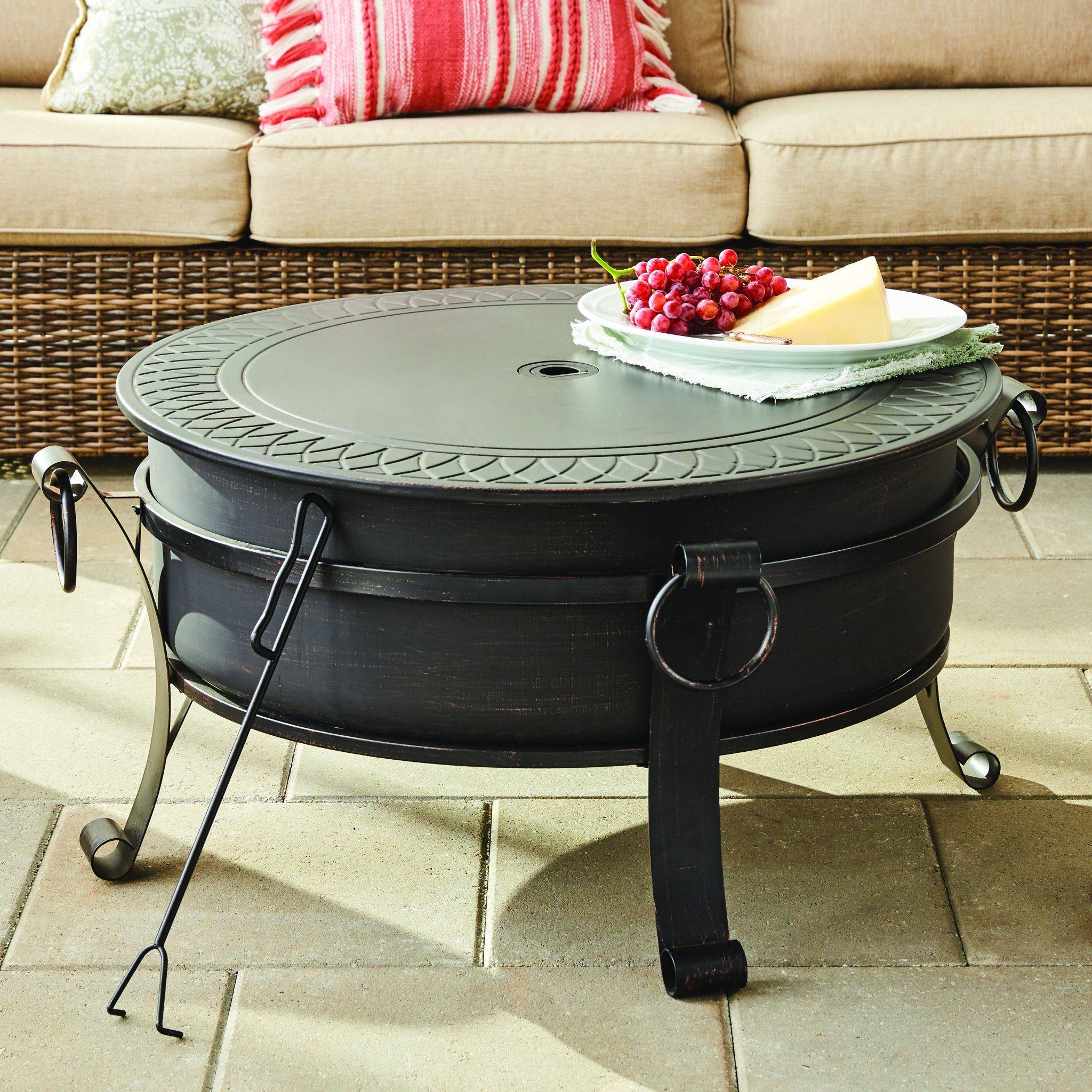 convertible fire pit with tabletop cover