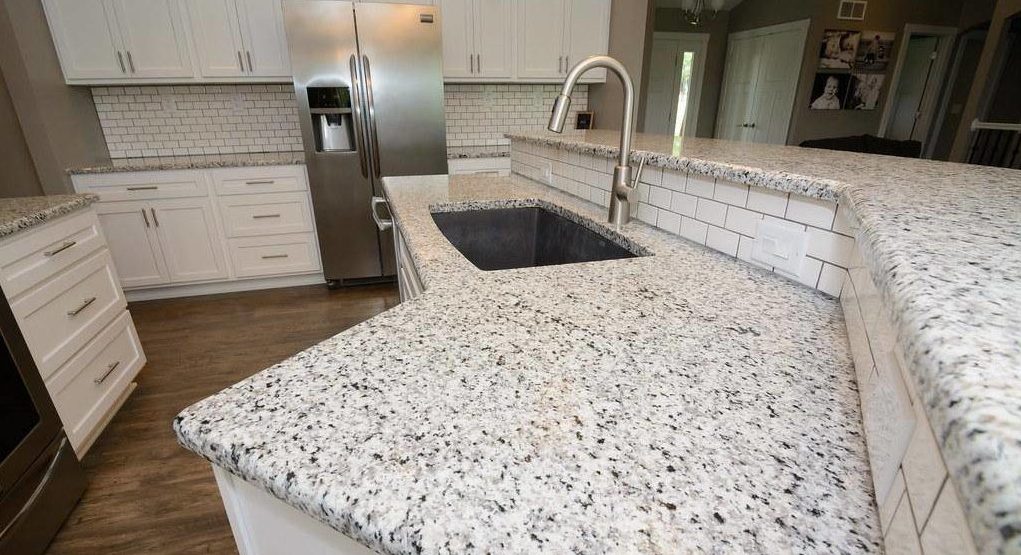 White granite with black and grey spots