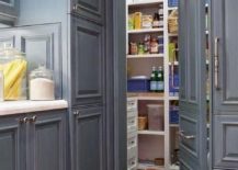 Image of a walk-in pantry with floor-to-ceiling rows of shelf