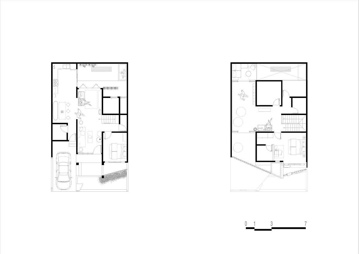 Design plan of the DJ House renovated by STUDIÉ with a fabulous brick facade