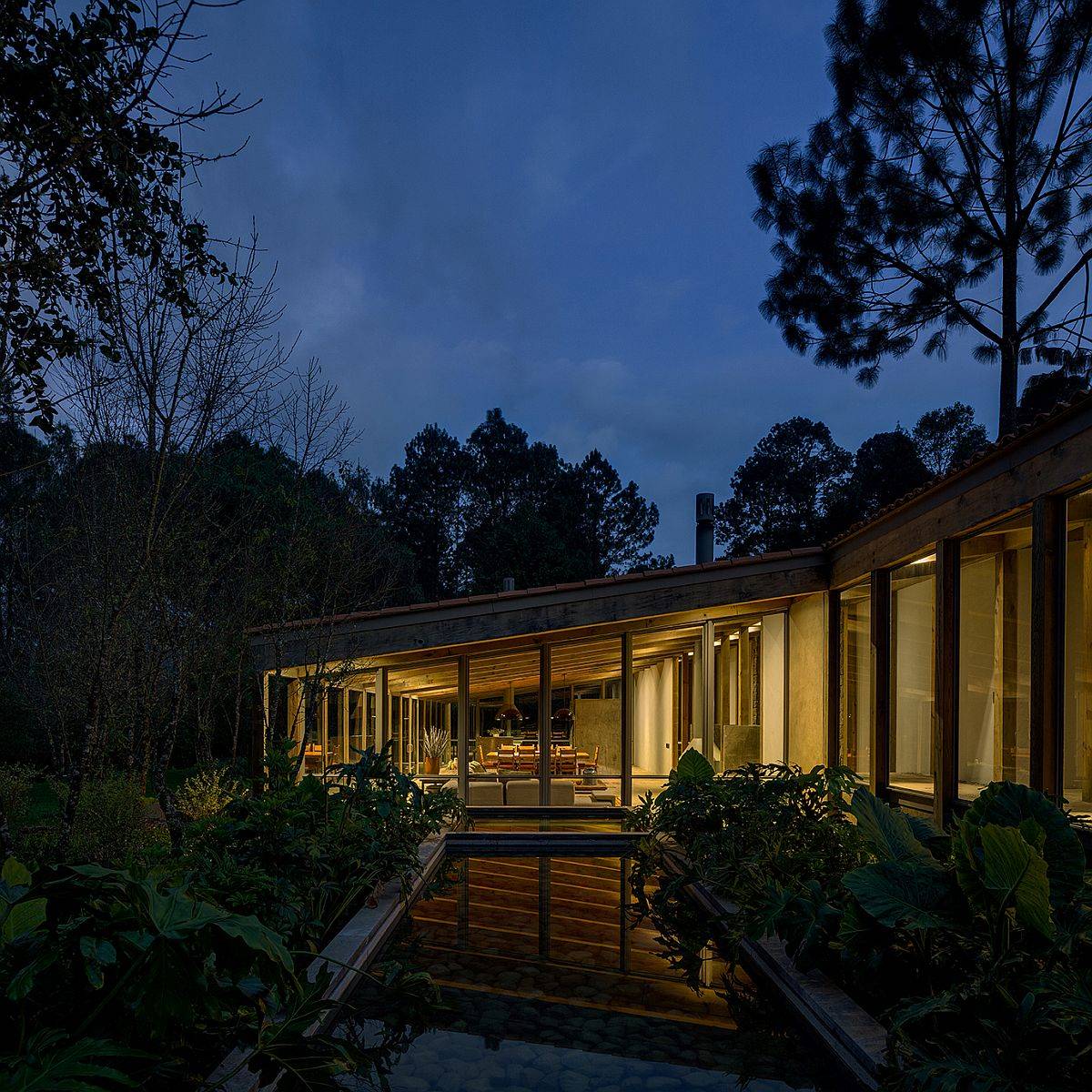 Greenery, water features and tranquil living add to the ambiance of this mexican forest home