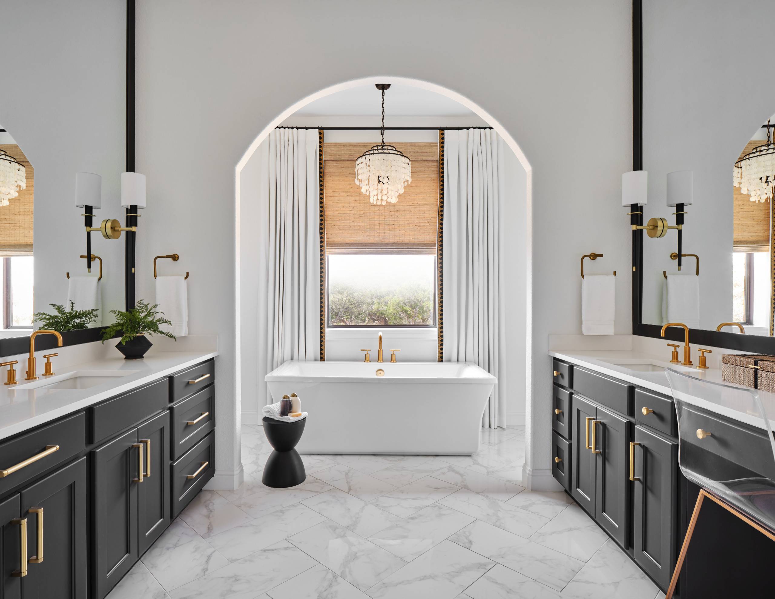 Wonderful use of archway in the master bathroom makes a grand visual impact