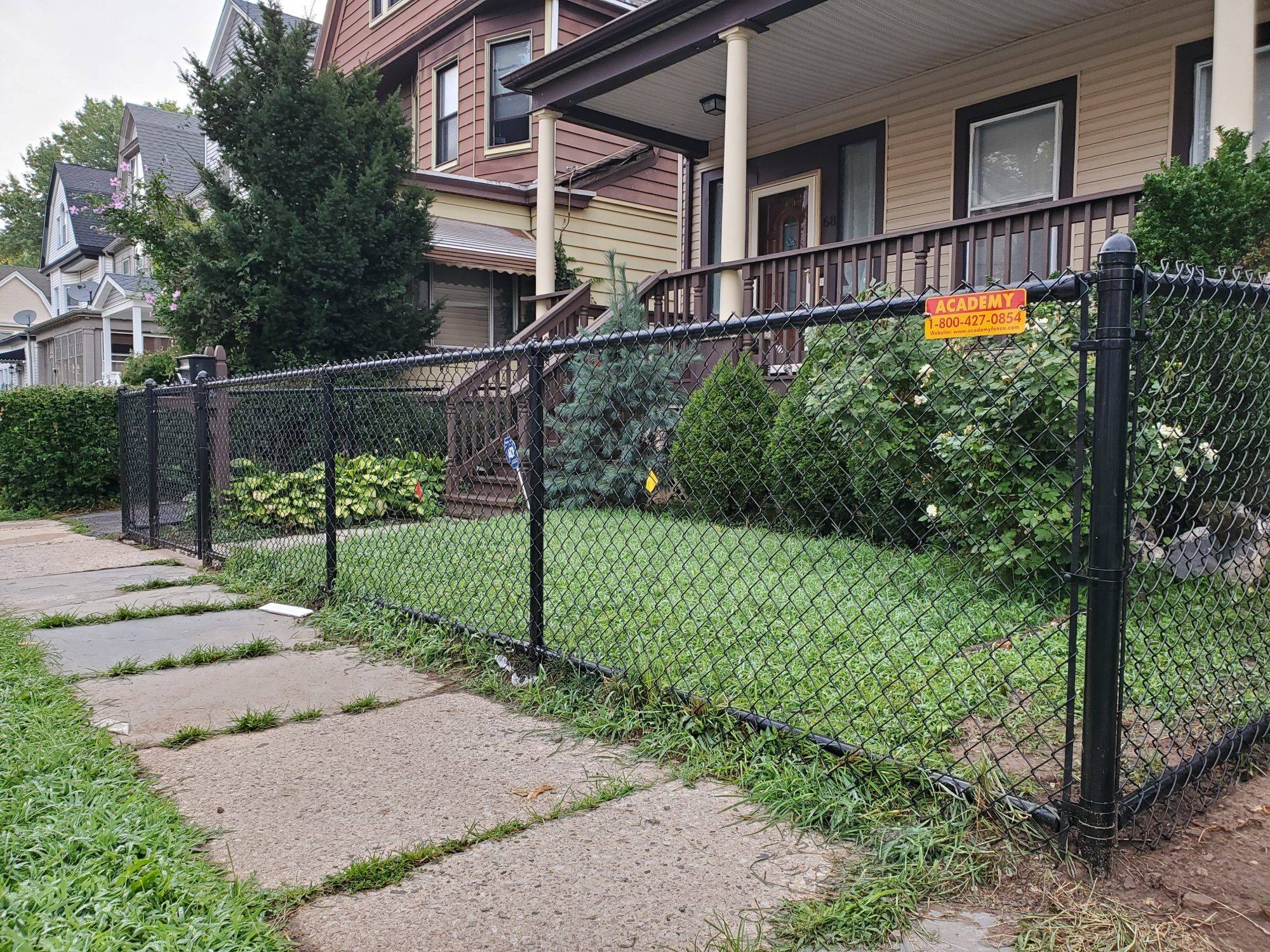 front yard black chain link fence