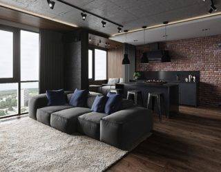 Gray and Black Indulgence: Indulgent Bachelor Pad in Kiev