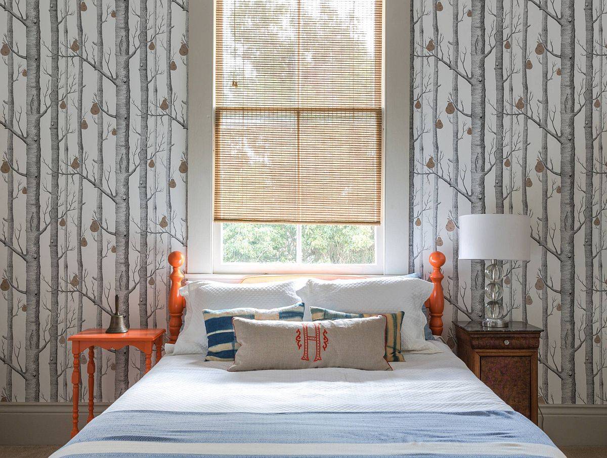 Pear Forest Wallpaper by Cole & Son is perfect for the fall themed bedroom with orange accents