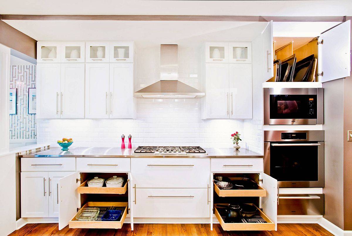 Finding the right space for applianes and storage units in the single-wall kitchen