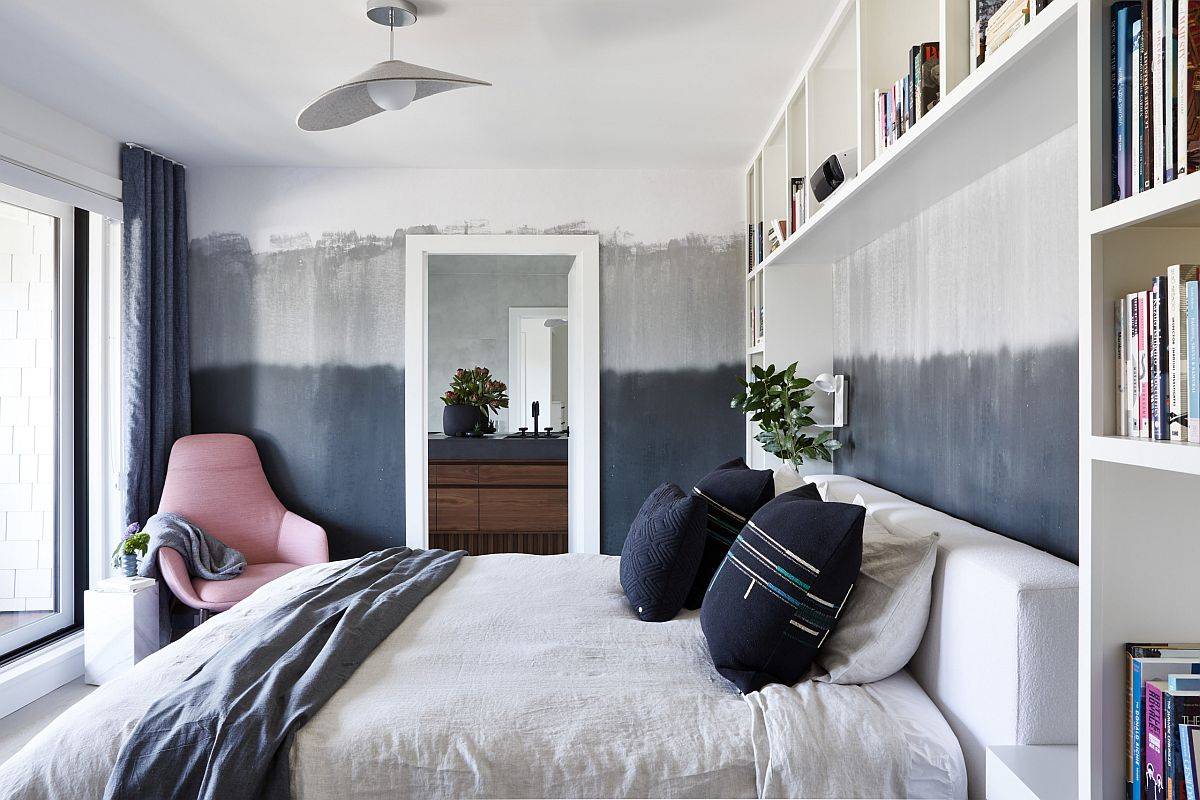 Nice use of different shades of soft gray in a modern eclectic bedroom - 84840