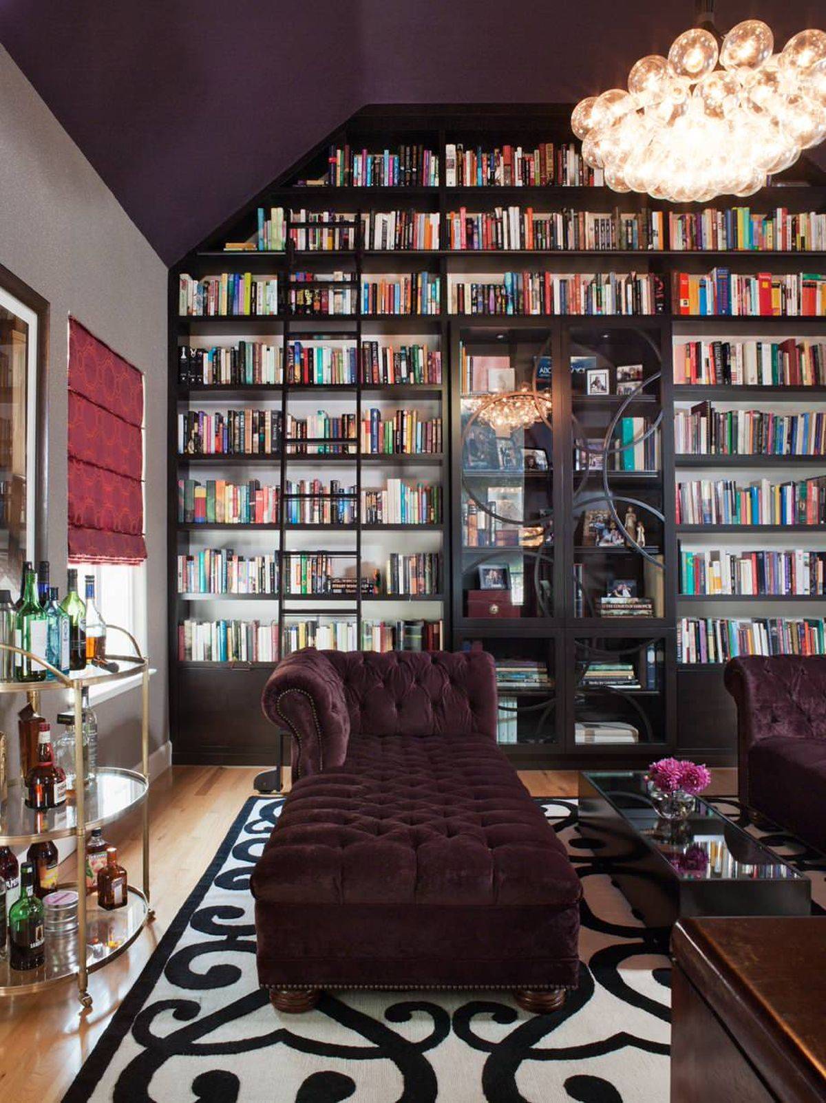 Luxurious modern family room built for a family of bibliophiles