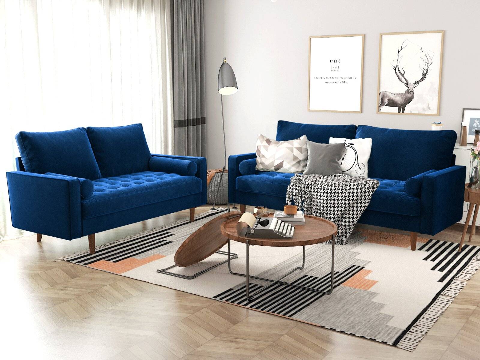 Neutral living room with accent sofas (from Wayfair)