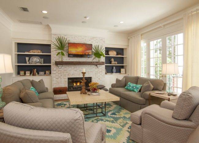 Cheerful Beach Style Living Rooms with Fireplace Perfect for the ...