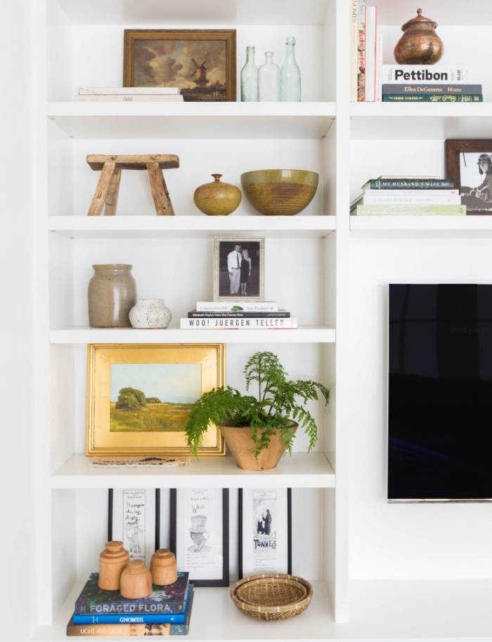 Stylish TV wall with built-in bookcase