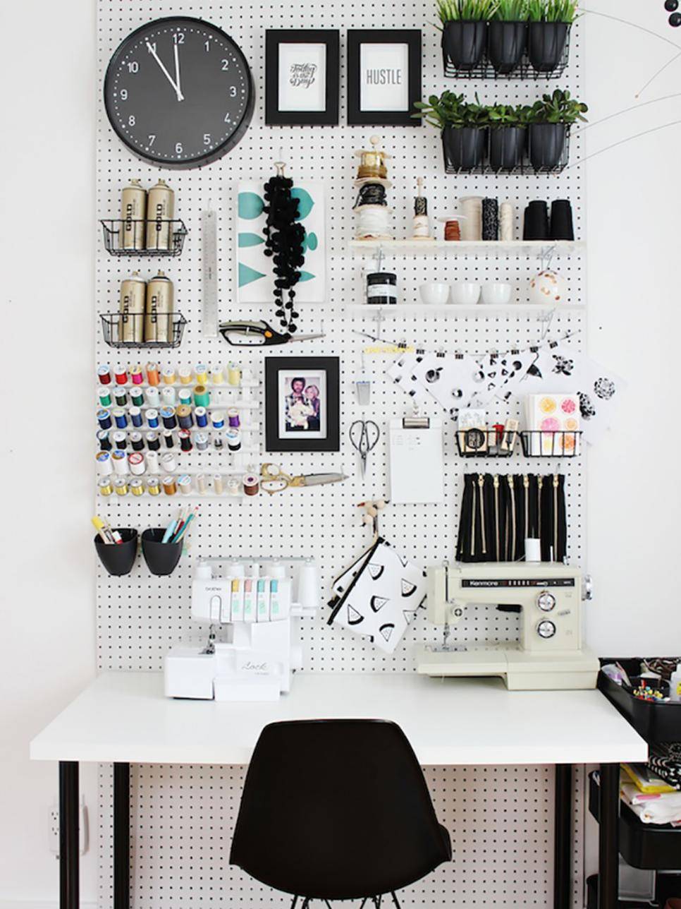Use pegboard to organize your home (from HGTV)