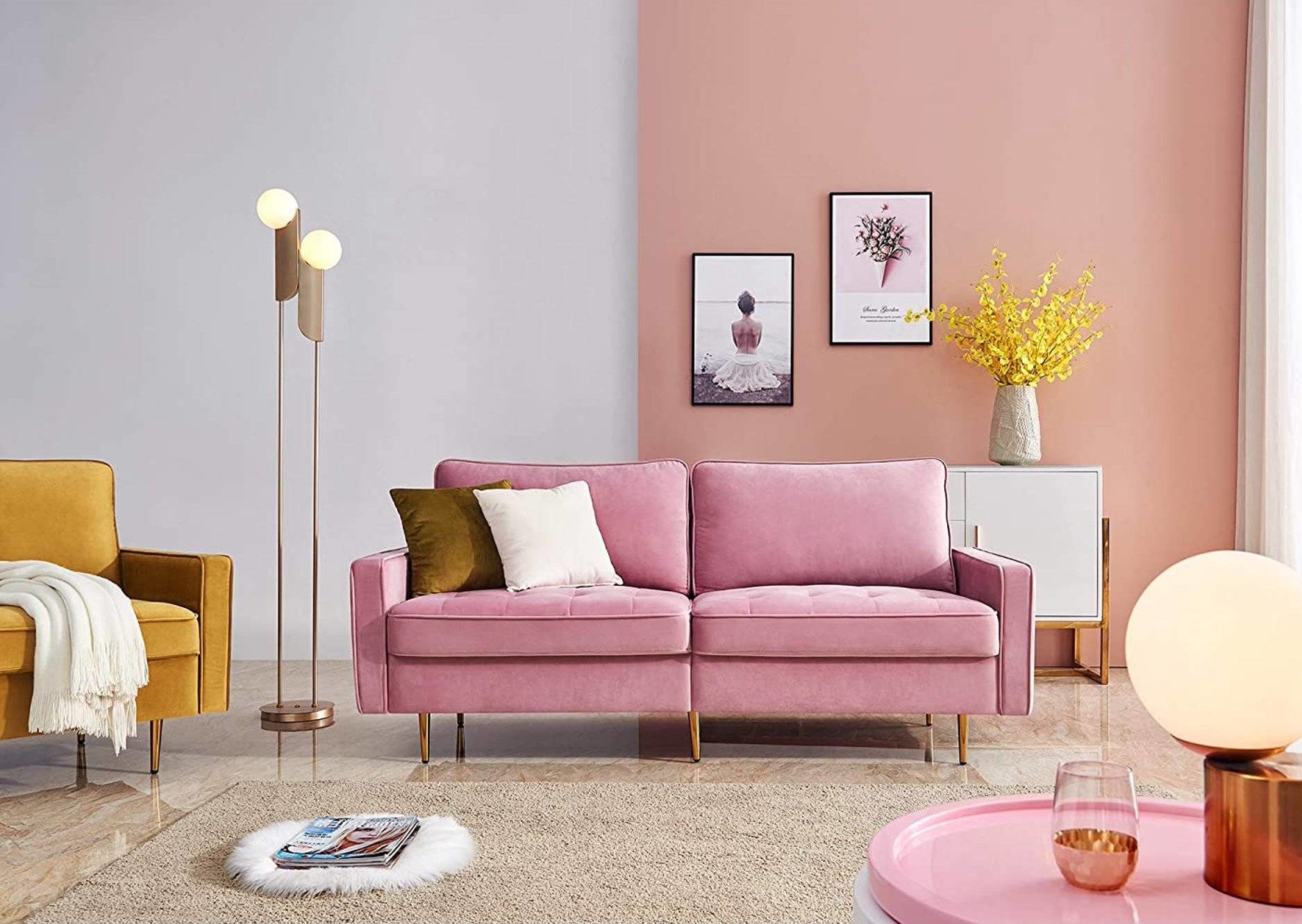 Pink Velvet Couch Sofa from Walmart