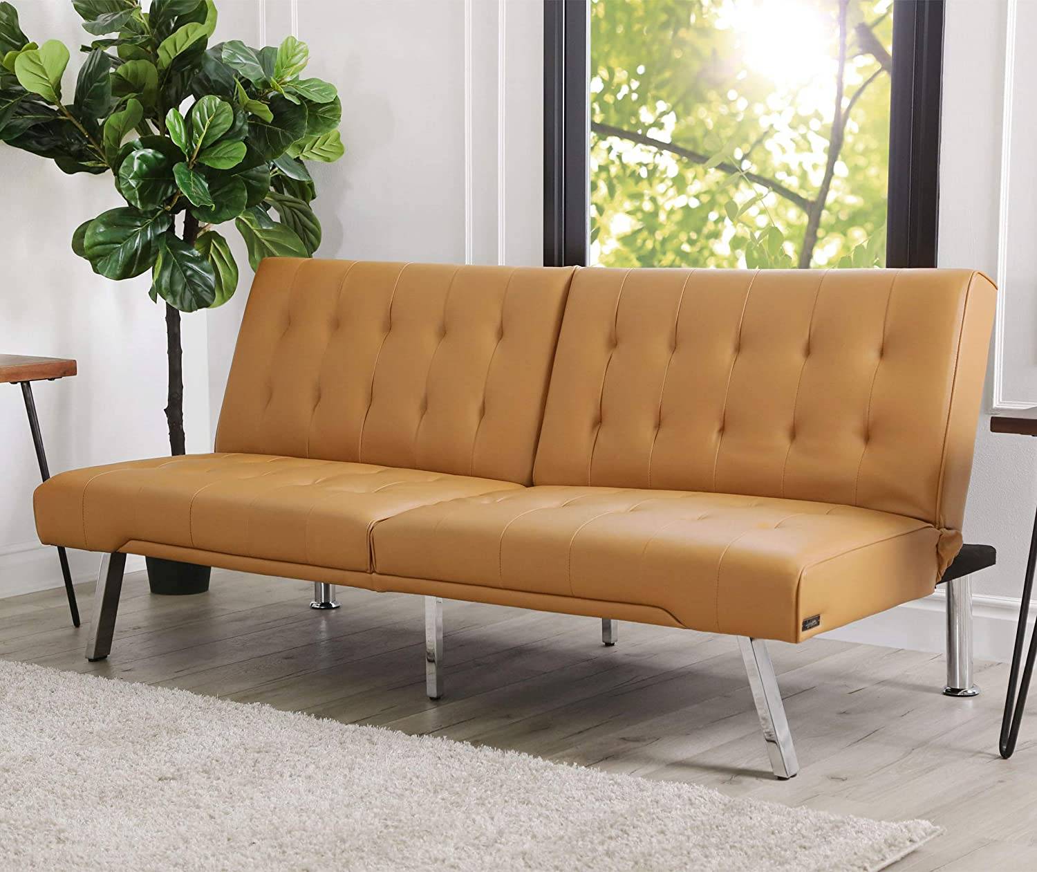 Kenzie Leather Foldable Futon Sofa Bed from Sam's Club