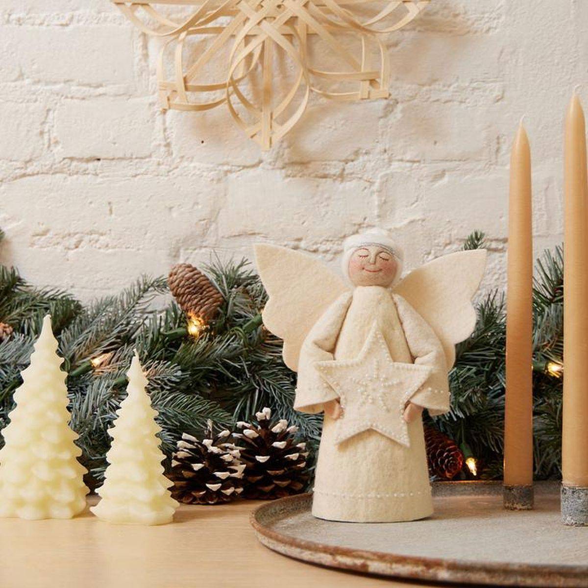 Classy Blushed White Star Angel Tree Topper