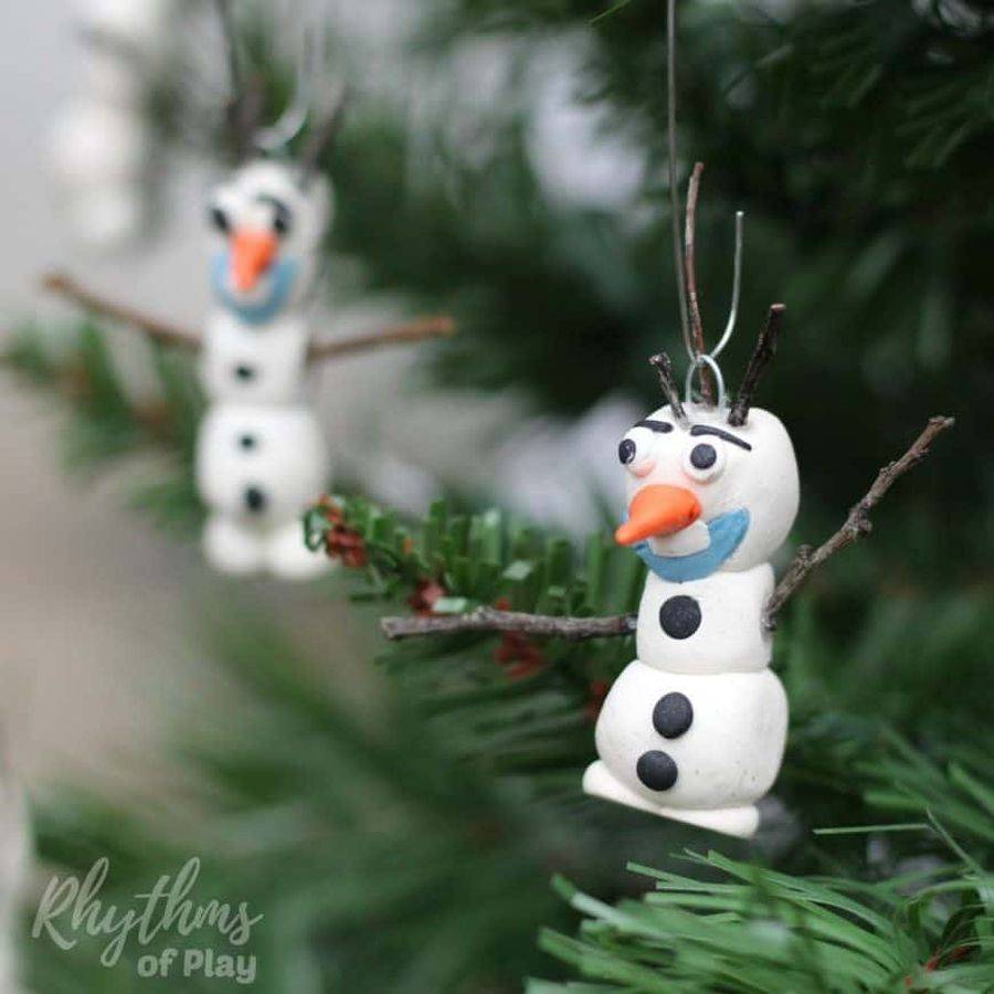 DIY Frozen inspired polymer clay Olaf ornament from Rhythms of Play