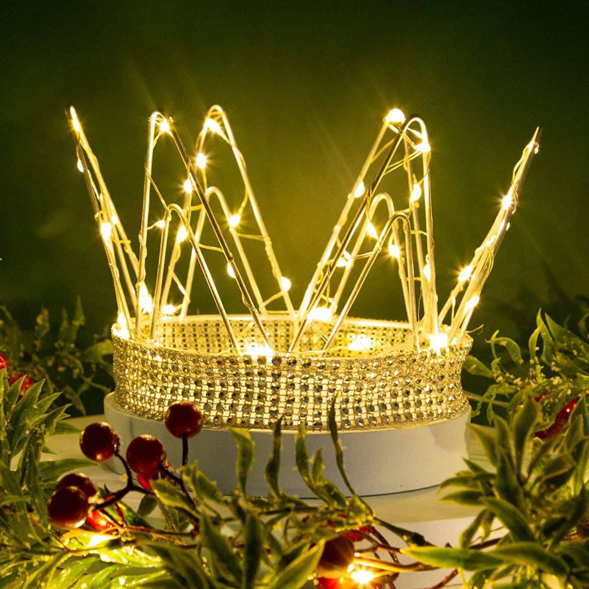 Glittering Crown Christmas tree topper is perfect for regal holidays