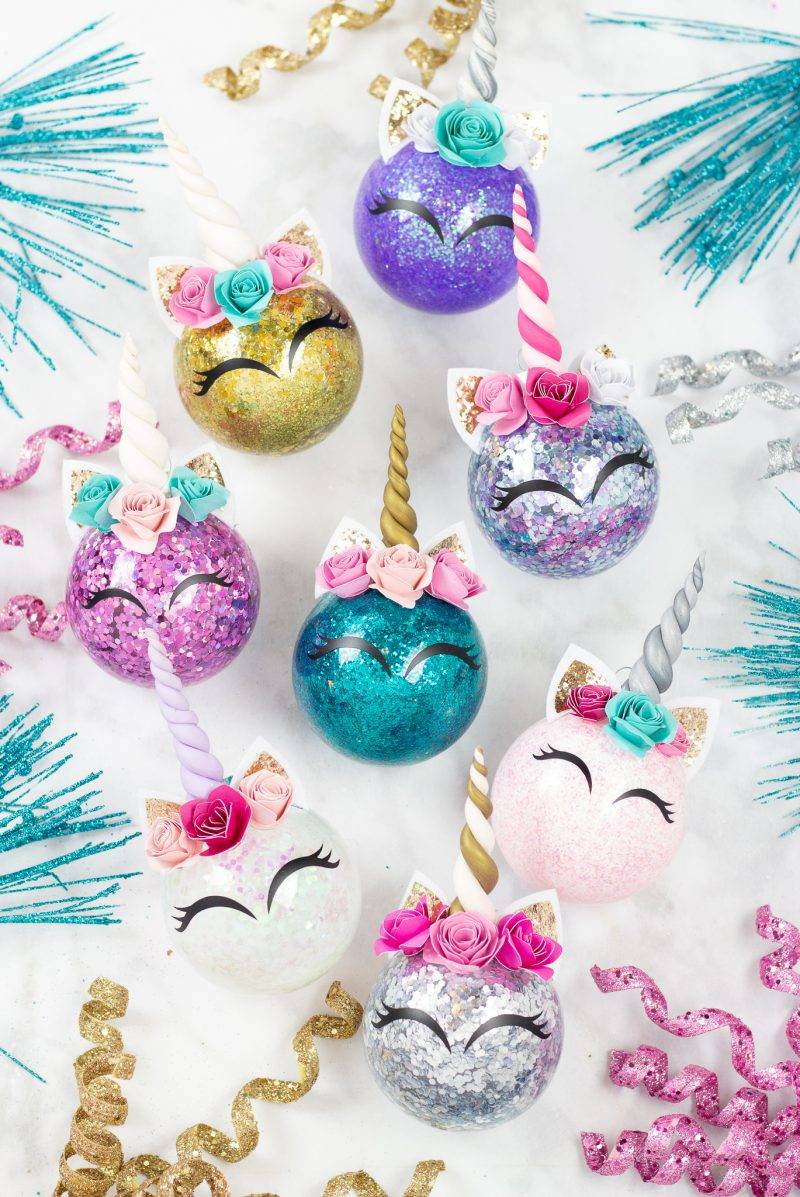 Glittery unicorn ornaments (from Sweet Red Poppy)