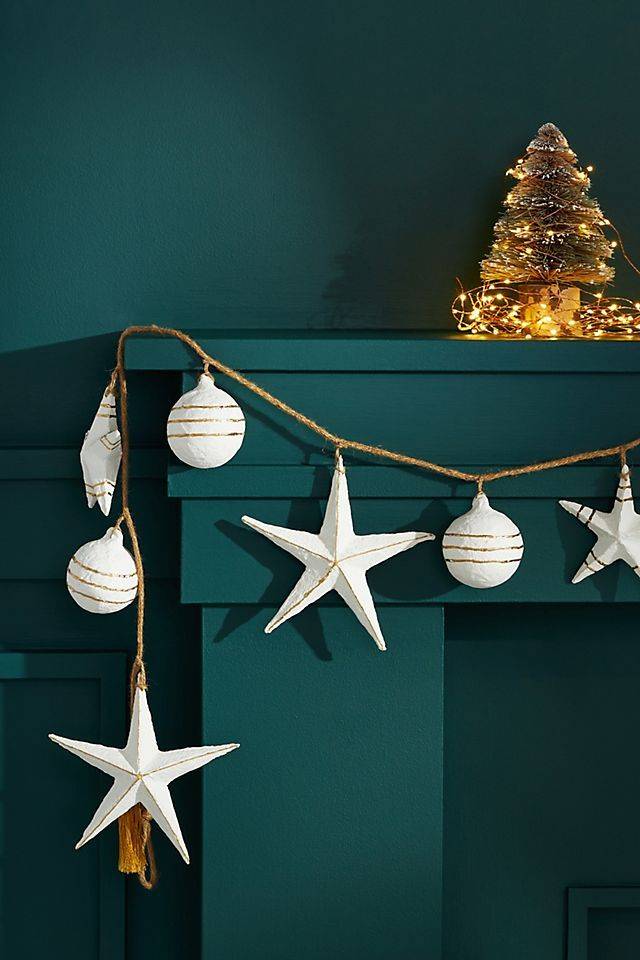 White garland with stars and spheres from Anthropologie