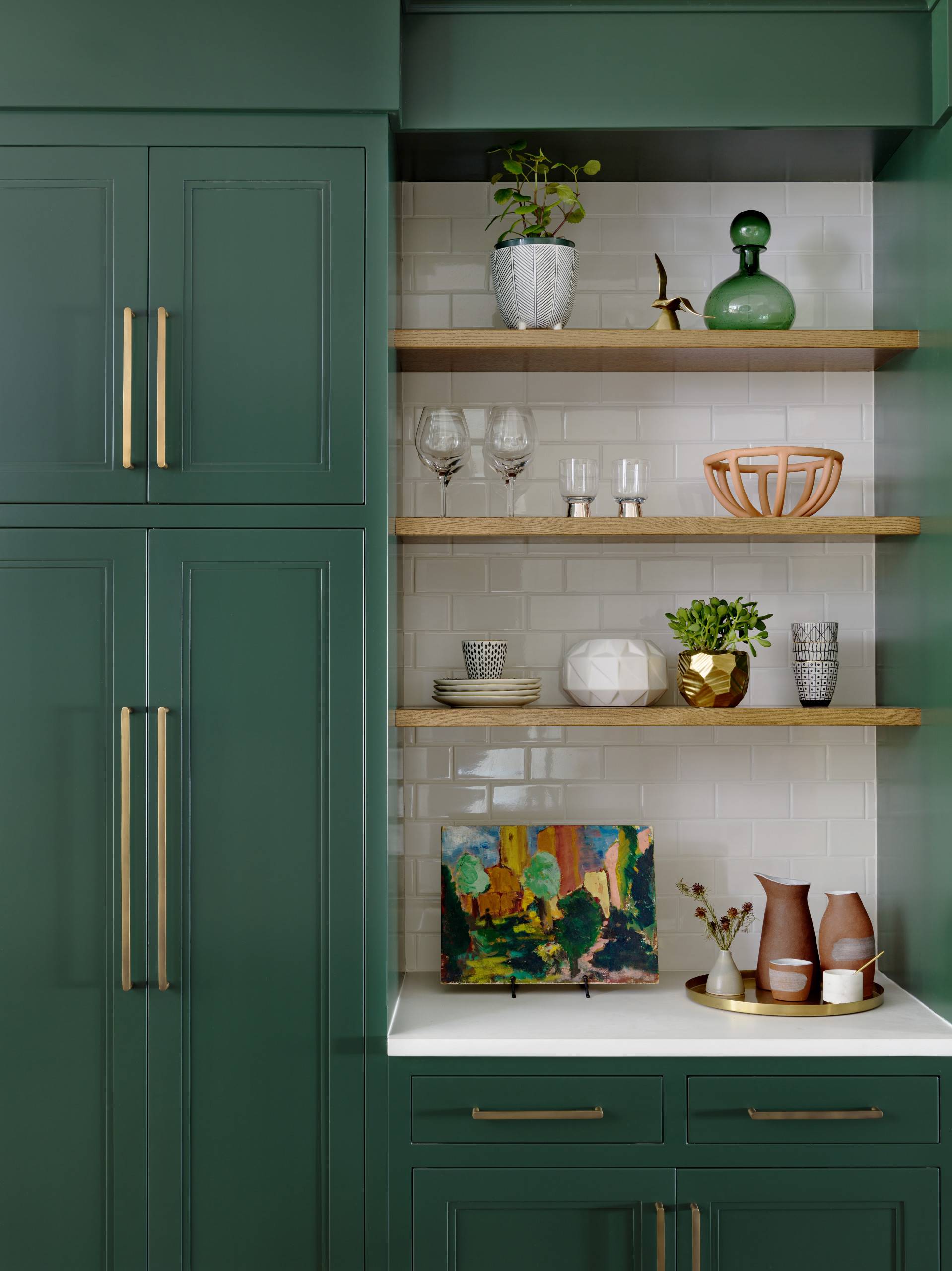 Jewel green tone cabinetry (from Houzz)