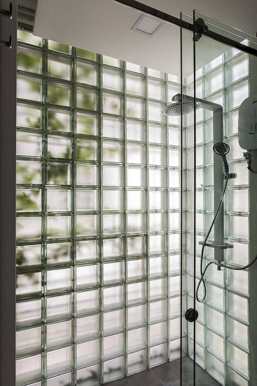 Discover The Ultimate Walk In Shower With Stunning Glass Block Window   Beautiful Use Of Glass Blocks For The Modern Shower Area With Smart Ligting 29388 