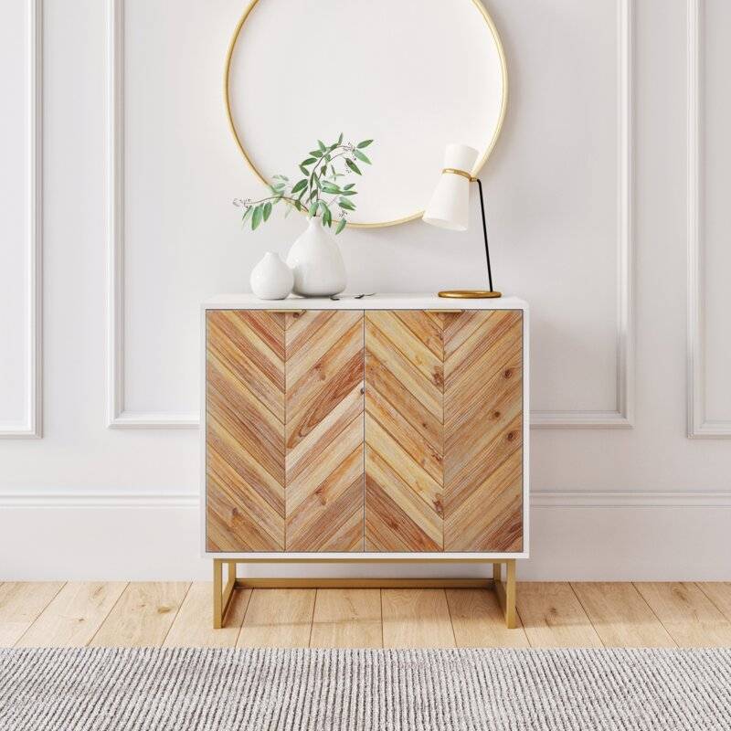 Rustic cabinet with herringbone design from Wayfair