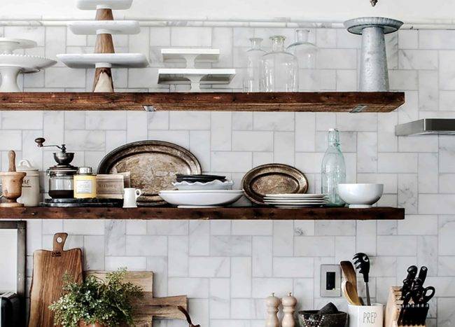 How To Style Open Kitchen Shelving Thats Practical And Beautiful Decoist 6415