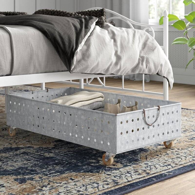 Underbed storage with wheels for convenience  (from Wayfair)