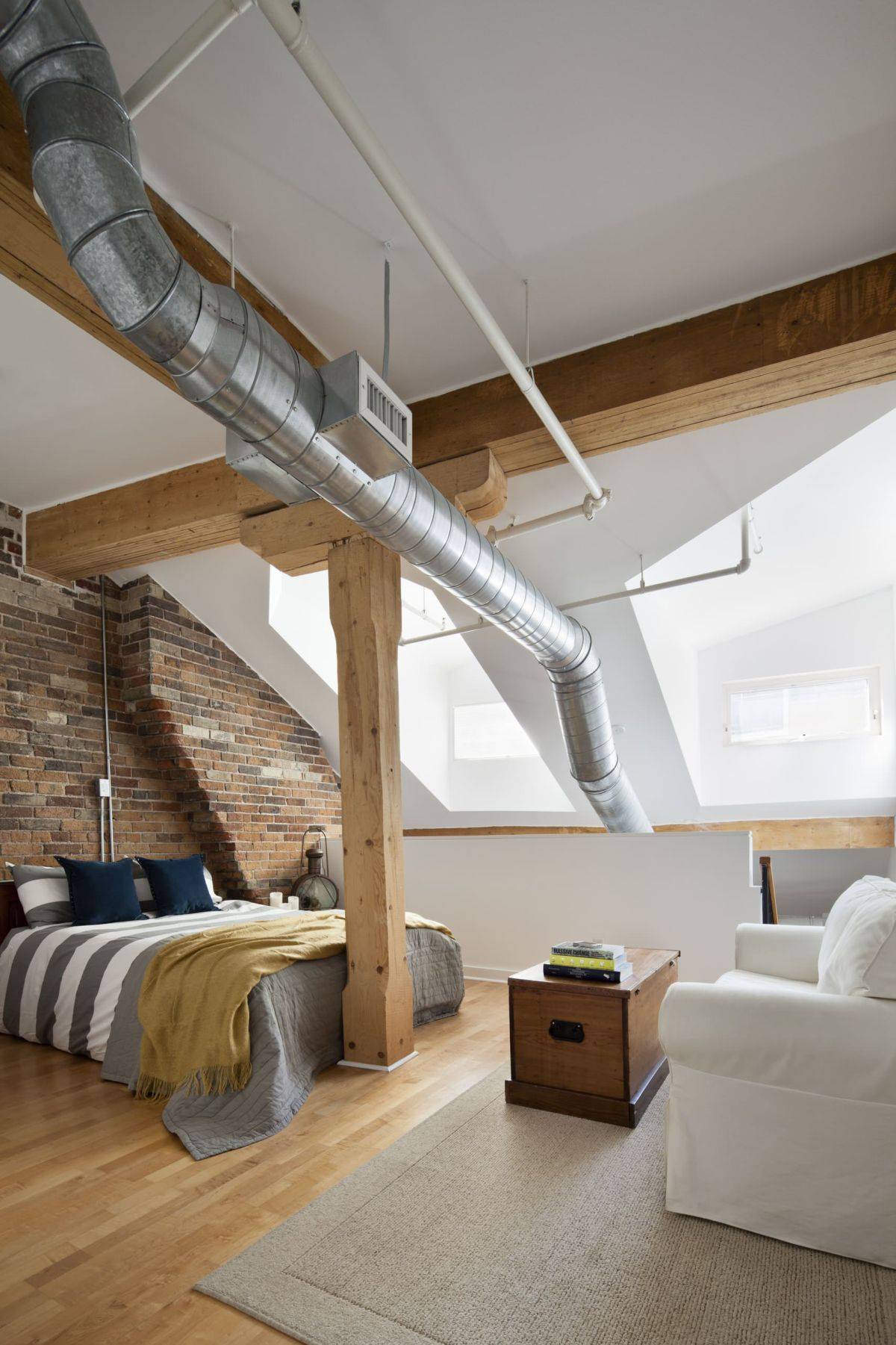 Loft-style bedroom is just perfect for those who love the modern industrial style