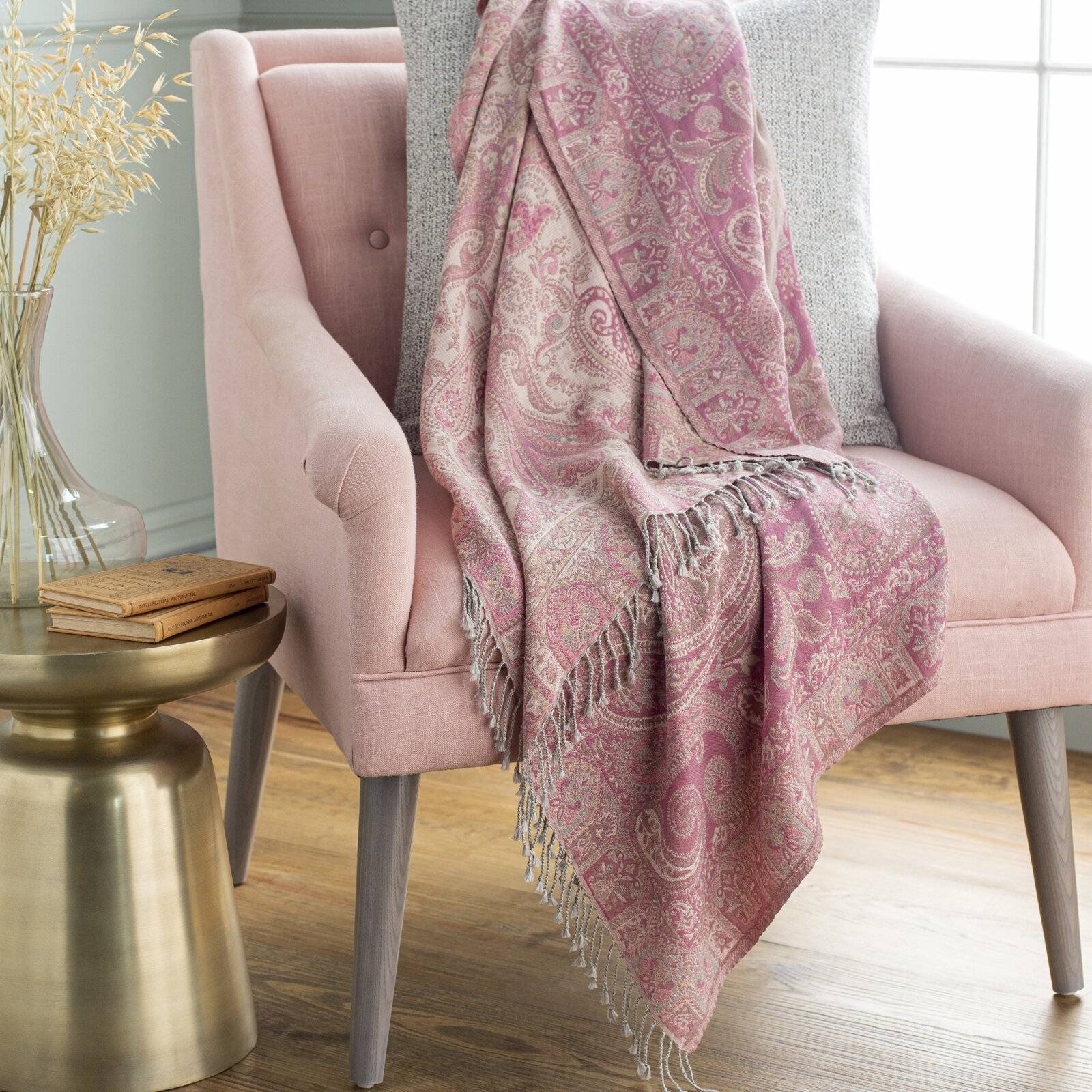 Patterned wool throw for coziness (from Wayfair)