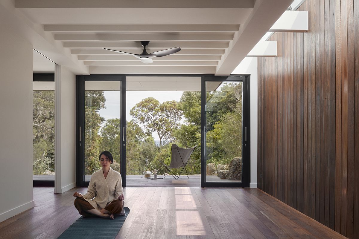 Meditation zone on the lower level of the home along with a living space next to it