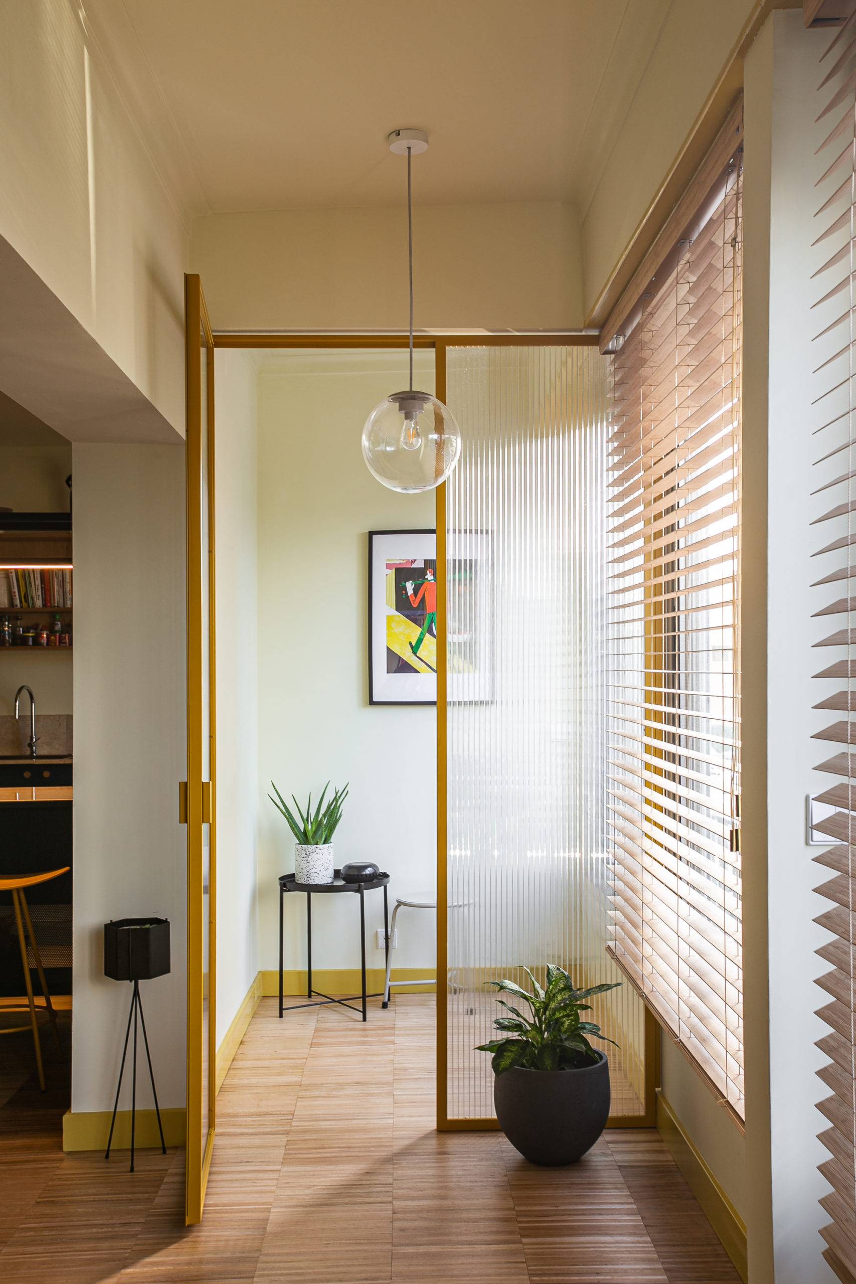 Sunroom and storage areas inside the small apartment