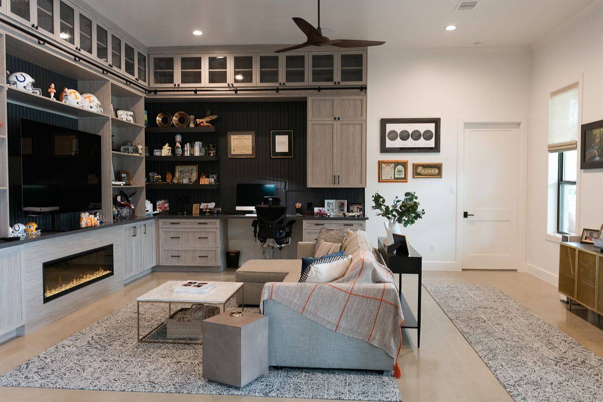 This Home office also features a lovely sitting area