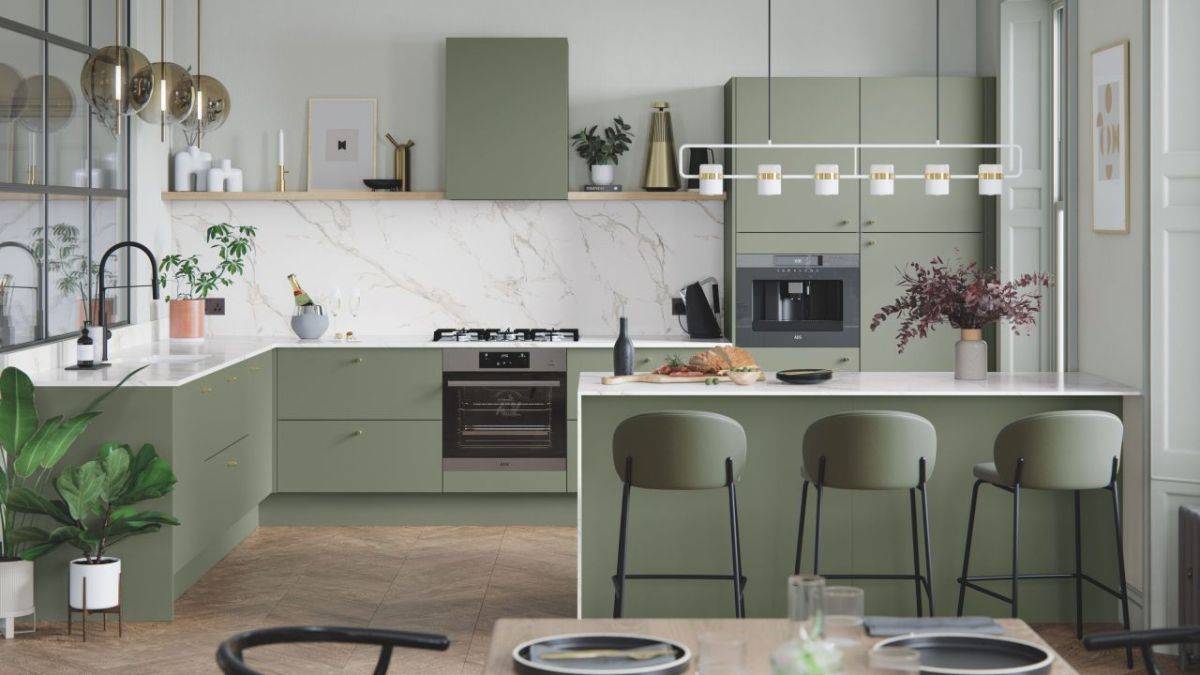 Try out different shades of green in the kitchen this year