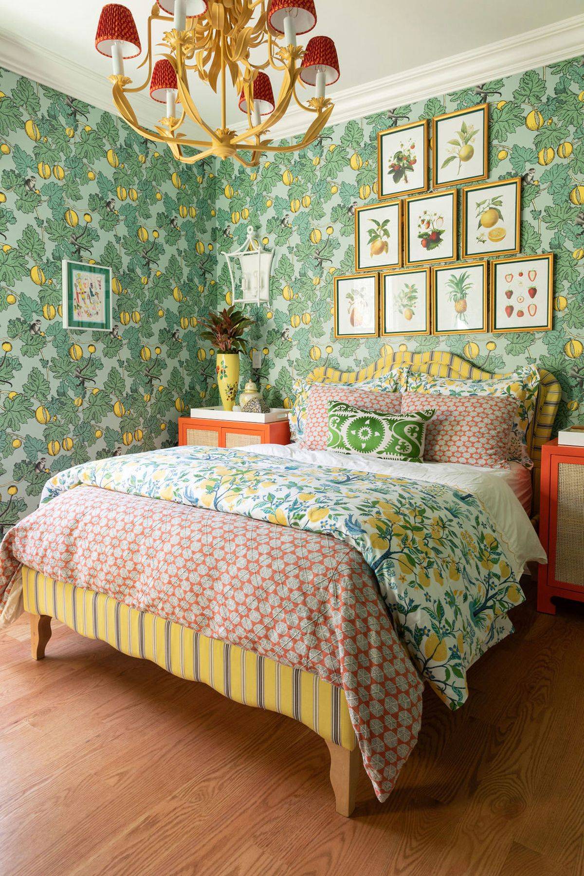 Vivacious leafy patterns are back with a bang in bedrooms this season