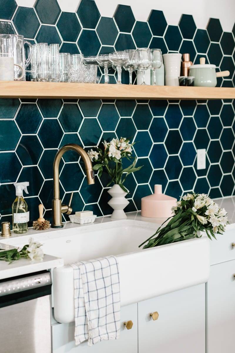 Hexagon tiles in rich turquoise color (from With and Delight)